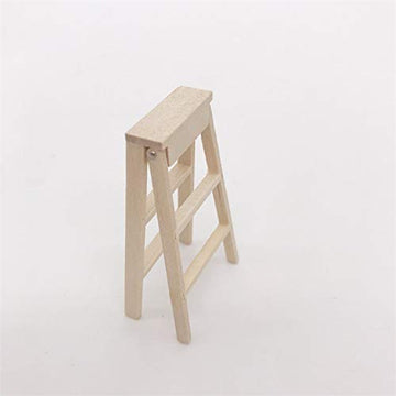 SXFSE Dollhouse Decoration Accessories, 1:12 Dollhouse Miniature Scene Model Folding Wooden Step Ladder
