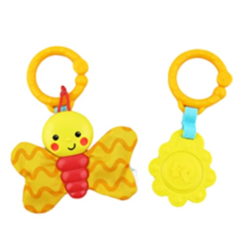 Replacement Parts for Fisher-Price Sit Me Up Floor Seat FWY43 - Replacement Set of Clip on Toys - Crinkle Butterfly and Teether