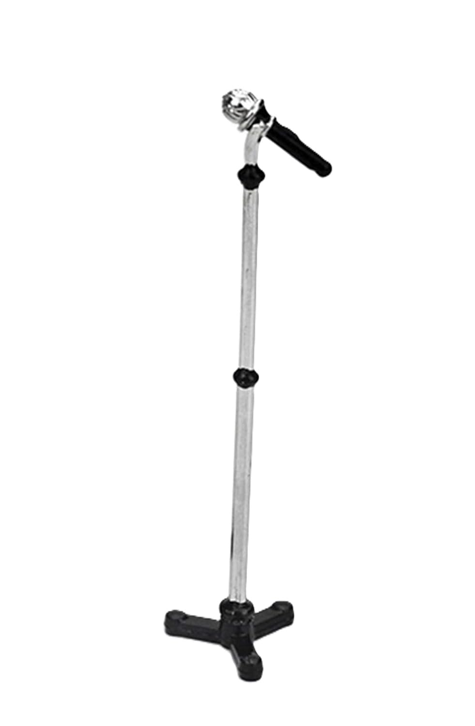 Black Dollhouse Decoration Accessories, 1:12 Dollhouse Miniature Scene Model Microphone with Stand Play Toy, Decortion, Dollhouse Furniture, Doll's
