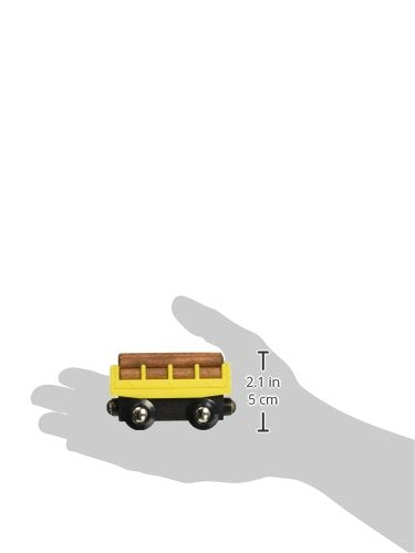 Maxim Enterprise, inc. Log Car for Wooden Railway, 5 Piece Kids Train Set with Magnetic Link and Removable Logs, Compatible with Thomas and Friends