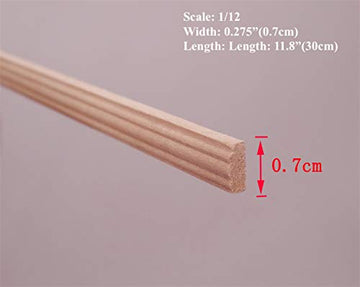 1/12 Scale Dollhouse Miniatures Window Door Wood Finishing Trim ; L 30cm, W 0.7cm *10 Pieces