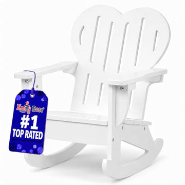 Emily Rose 18" Doll Adirondack Rocking Chair - Pink Wooden Heart-Back Design Furniture with Smooth Rocking Motion - USA Brand - Compatible