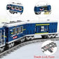 General Jim’s Motorized Blue Diesel Cargo Train Set, LED Light Up Engine, Sliding Door Railcars, Complete City Track System, Cargo Truck and Loading
