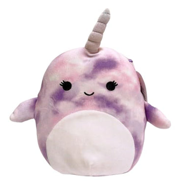 Squishmallows Nabila The Narwhal Plush, 8 Inch, Purple Tie Dye