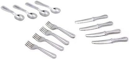 12-Piece Miniature Stainless Steel Cutlery Set, 1/12 Scale, Silver Dollhouse Accessories for Cupcake Decorations, Model Displays, 0.8 Inch Tiny Forks