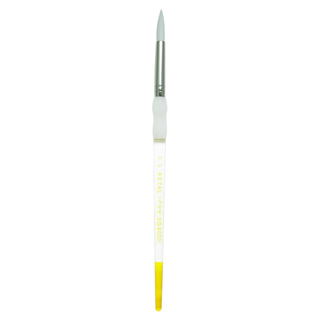 Soft-Grip White Taklon Round Brush-Size 4