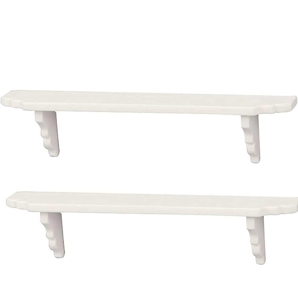2Pcs White Dollhouse Wall Shelf, 1:12 Scale Miniature Storage Shelf for Kitchen Scene Decor Accessories