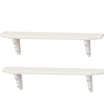 2Pcs White Dollhouse Wall Shelf, 1:12 Scale Miniature Storage Shelf for Kitchen Scene Decor Accessories
