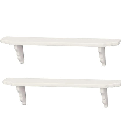 2Pcs White Dollhouse Wall Shelf, 1:12 Scale Miniature Storage Shelf for Kitchen Scene Decor Accessories