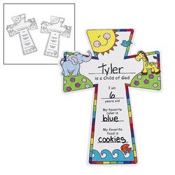 Fun Express Color Your Own Child of God Crosses - Crafts for Kids and Fun Home Activities - VBS Vacation Bible School Supplies/Decor