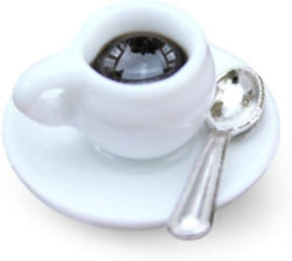 1 PC Dollhouse Decoration Accessories, 1:12 Dollhouse Miniature Scene DIY Model Coffee Cup with Spoon Play Toy (14 x 22mm)