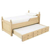 EatingBiting 1:12 Furniture Wooden Wood Color Trundle Wooden Bed Miniature Bed with Bedding and Decorative Pillow Pull-Out Type