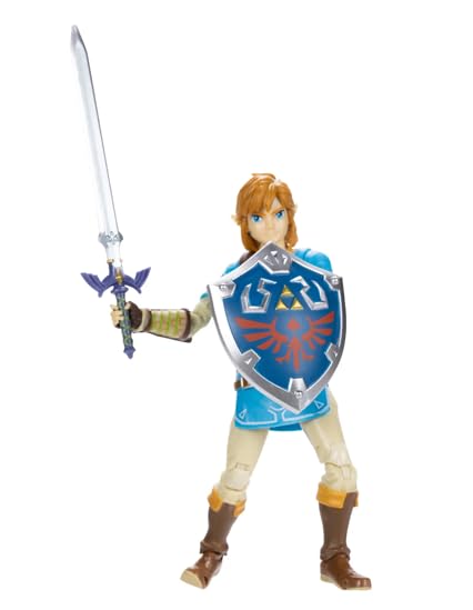 JAKKS Pacific The Legend of Zelda Link Action Figure with Master Sword & Hylian Shield 4 Inch Collectible Toy