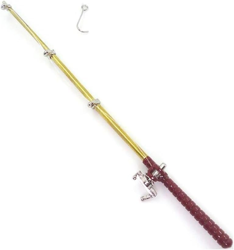 Gold 1/12 Miniature Fishing Pole Dollhouse Decoration Accessories, Miniature Fishing Pole, Dollhouse Accessories, Dollhouse Decor, Decorations