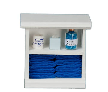 Town Square Miniatures Dolls House Miniature Furniture Small Shelf Unit & D Blue Bathroom Accessories
