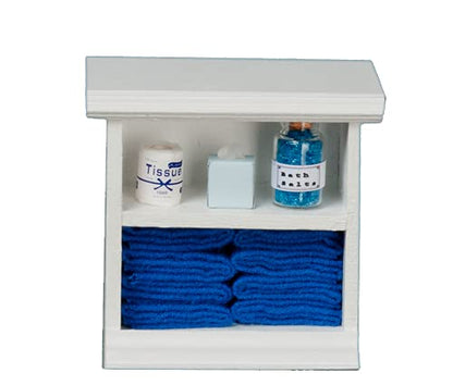 Town Square Miniatures Dolls House Miniature Furniture Small Shelf Unit & D Blue Bathroom Accessories