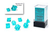 Chessex 10mm Translucent Teal & White Polyhedral Dice Set - Compatible with Dungeons & Dragons (D&D), Pathfinder & Other TTRPGs - Includes 7 Dice: D4