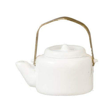 Town Square Miniatures Dollhouse White Kettle Miniature Teapot 1:12 Scale Metal Kitchen Accessory