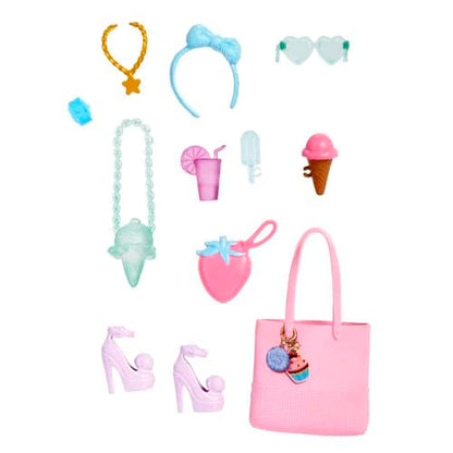 Barbie Accessories, Storytelling Pack for Barbie Dessert Themed Dolls, 11 Sweet Fashion Accessories