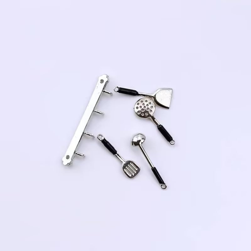 1:12 Scale Stainless Steel Mini Kitchen Tools for Dollhouses, Realistic Utensil Set for Fairy Gardens, DIY Craft Dioramas and Model Displays