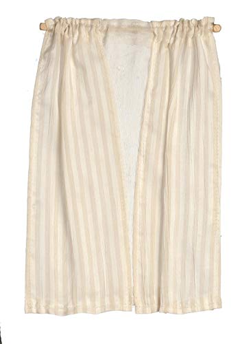 Melody Jane Dolls Houses Ecru Stripe Curtains on Rail Miniature Window Accessory
