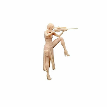 ZEDACA 1/64 Beautiful Killer Sniper Rifle Miniature Sand Table Villain Scene White Need to Be Colored by Yourself-Style1