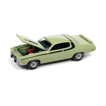 1973 Plymouth Road Runner 440 Mist Green with Black Stripes and Green Interior Vintage Muscle Limited Edition to 14910 Pieces Worldwide 1/64 Diecast