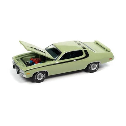1973 Plymouth Road Runner 440 Mist Green with Black Stripes and Green Interior Vintage Muscle Limited Edition to 14910 Pieces Worldwide 1/64 Diecast