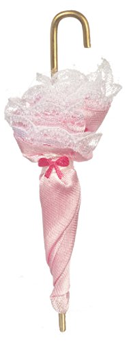 Aztec Dollhouse Miniature Victorian Umbrella, Pink #G7159