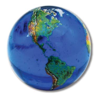 Shasta Visions Blue Earth Marble with Natural Earth Continents, Recycled Glass, 5 with a Pouch, 0.9 Inch Diameter (Pack1)