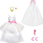Barbie and Ken Bride and Groom Set of 2 Fashion Packs with Wedding Dress and Tuxedo Doll Outfits Bundle
