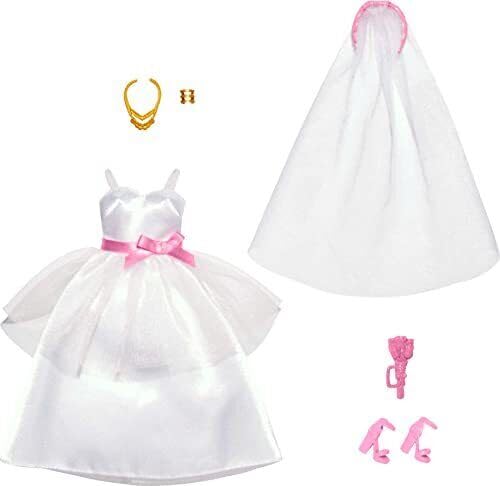 Barbie and Ken Bride and Groom Set of 2 Fashion Packs with Wedding Dress and Tuxedo Doll Outfits Bundle
