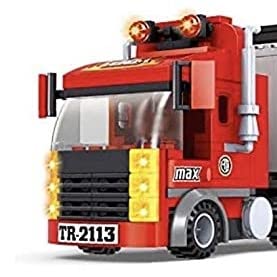 General Jim's Big Red Semi-Truck Building Blocks Truck Vehicle | Compatible with Lego and All Major Brick Building Brands