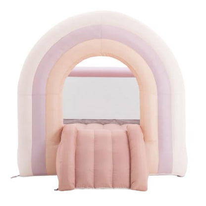PLAYSMOL Pink Rainbow Inflatable Bounce House with Blower, 8x8 Kids Jumping House for Indoor Outdoor Play, Bouncy Castle, Ages 3-8
