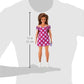 Barbie Fashionistas Doll #171, Curvy, Vitiligo, Long Brunette Hair, Off-Shoulder Polka Dot Dress, Purple Purse, White Boots,Toy for Kids 3 to 8 Years