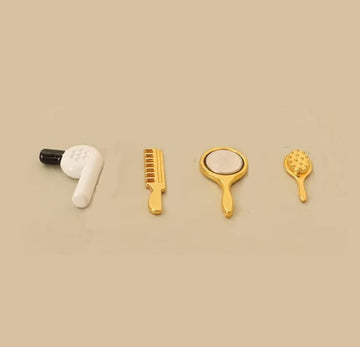 WLngtv 4Pcs Miniature Comb Hair Dryer Mirror Makeup Set /12 Dollhouse Decorations Hair Dryer Dollhouse Mirror Miniature Bathroom Accessory Furniture