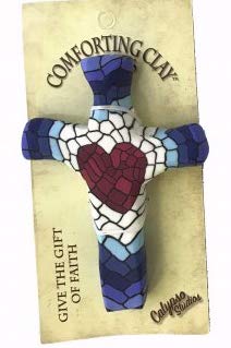 Calypso Studios Inc. 3" Comforting Clay Pocket Cross, Mosaic Heart