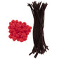 Christmas Crafts Kit - Brown Pipe Cleaners and Red Pom Poms - 96 Piece - Make Reindeer and More!