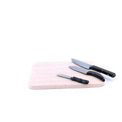 SXFSE Dollhouse Decoration Accessories, 1:12 Dollhouse Miniature Scene Model Kitchen Knives Set with Chopping Board Pretend Play Toy