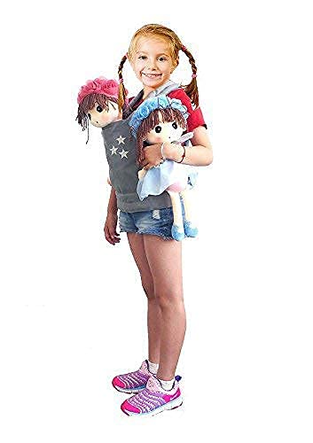 Angel Shine Cotton Baby Doll Backpack Carrier - Front and Back Accessory for Kids,Ideal for Little Girls and Boys(Grey)