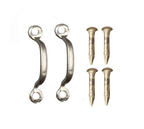 Dollhouse Silver Cabinet Door D Handles Drawer Pulls Miniature 1:12 Scale