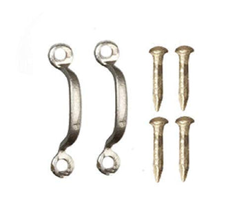 Dollhouse Silver Cabinet Door D Handles Drawer Pulls Miniature 1:12 Scale