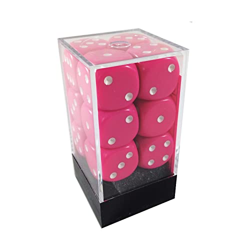 Chessex DND Dice Set D&D Dice-16mm Opaque Pink and White Plastic Polyhedral Dice Set-Dungeons and Dragons Dice Includes 12 Dice - D6, Various