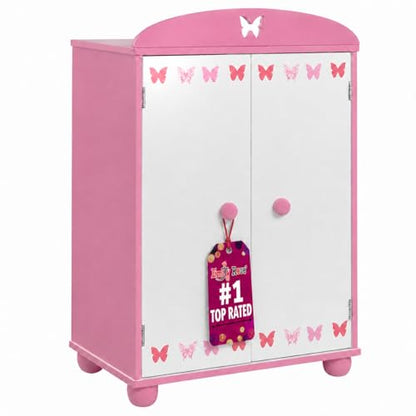 Emily Rose 18 Inch Doll Clothes Storage Closet w/5 Notched Hangers - Pink
