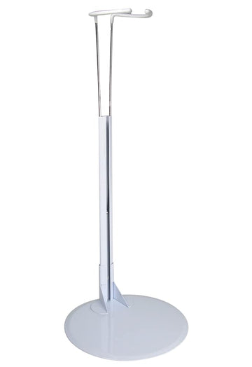 Tall Doll Stand for Large Dolls and Action Figures - White Metal Display Stand with Vinyl-Coated Waist Holder - Fits Dolls Approx 15 to 27 Inches Tall