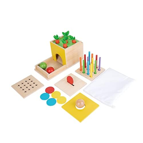Adena Montessori 5 in 1 Wooden Play Kit for Babies 6-12 Months