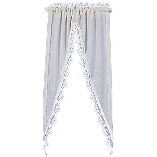 Dollhouse Miniature 1:12 Scale Tiffany Ruffle Curtains in Ecru by Barbara O'Brien