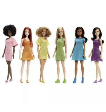 Barbie Doll Rainbow Dress Colors 6 Pack Girls Fashionable Chic Ethnic Six Dolls Easter Rainbow Set Spring Fashions (HKX88)