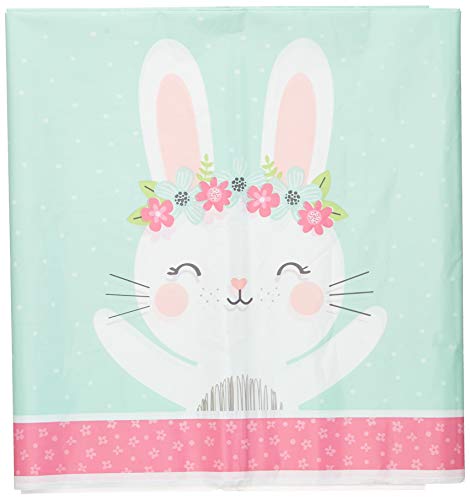 Creative Converting Party Supplies, Bunny Party Plastic Tablecloth, Tablecover, Multicolor, 102in X 54In