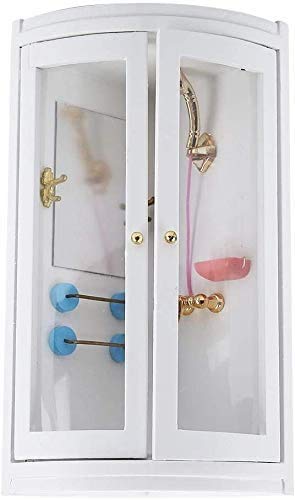 EatingBiting Handcraft 1:12 Small House Miniature Wooden Shower Room Bathroom for mini Furniture Landscape, Vivid 1 Set Shower Room Bathroom with All